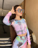 X00821M Phoenix long sleeve button sexy casual two-piece Print zipper top with long sleeves hip lift leggings suit