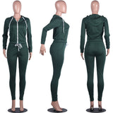 X00189L 2021 new arrival hot sale womentwo-piece sets Zipper hoodie casual pants two-piece suit Solid color elastic suit