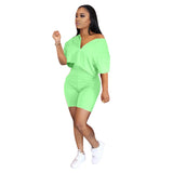 Hot sale summer lady casual 2 pcs womens clothing short set outfits