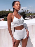 Wholesale summer wear women boutique shopping fitness fold gym casual 2 piece set clothing 2020