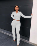 X00296L New arrival women two-piece set+Two piece casual sport with slit at the bottom of fashionable trousers