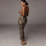 Summer Sexy Snake Leopard Print Midi Dress Women Clothes Vestido Elegant Spaghetti Strap Bodycon Club Dresses