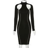 Sexy Pencil Club Bodycon Bandage Women Spring Hollow Out Long Sleeve Casual Party Dress Vestidos