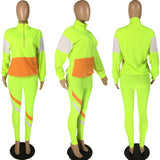 2021 autumn Sports fashion two-piece suit Multicolor Mosaic leisure sports suit two-piece set