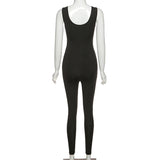 v-neck sexy sleeveless women jumpsuits reflective striped patchwork active wear stretchy sporty fashion