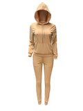 2021 Hot style solid color hooded suit casual women's two pieces set Jogging suit in stock