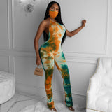 Hot-selling printed jumpsuit for summer 2020 new fashion street-style pleated trousers with lacing