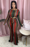 Hot style ladies two-piece set+Fashion rainbow stripe T-shirt wide-leg two-piece pants