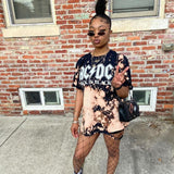 X00556M Tie-dye short sleeves suit sleeves Loose and stylish printed short sleeve suit Short sleeve shorts