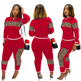 X00885M Casual stitching color suit Fashion women's two pieces set Plus size long sleeves leggings outfit in stock