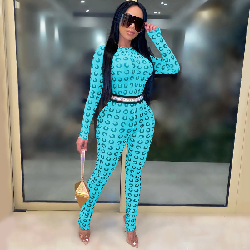 Sexy nightclub mesh perspective jumpsuit foot pants+Black and white lettering at the waist
