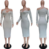 Cut Out One Shoulder Bandage Maxi Dresses