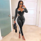 2020 New autumn fashion women jumpsuits European and American sexy fashion velvet sports women's jumpsuit