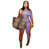 Phoenix Sexy jumpsuit tights Printed New leopard print multi-color jumpsuit Ethnic style printed long sleeve jumpsuit