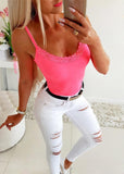 Brand new solid color cut out summer fitness top women sexy tank tops