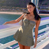 Hot style sexy wave dot halter tee dress 2021 summer women's beach holiday fascinating mini skirt