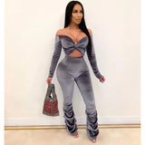 Phoenix Sexy slim One shoulder breast one-piece Fashion casual personality pleated pendulum jumpsuit