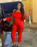 Phoenix Sexy jumpsuit with monochrome tight tank top and pleated pants long sleeve jumpsuit