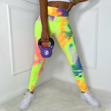 X00356S 2021 new high-waisted women's tie-dye exercise leggings