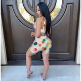 X00539S 2021 women fashion playsuit see-through gauze two-piece sets club tan