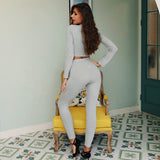 Women's Two Piece Set Clothing Long Sleeve Sexy Crop Tops Pants Autumn Matching Sets Streetwear Tracksuits