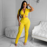 X00042L 2021 Hot Sale Navel Exposed & Chest Wrap Sets Pure Color Two Piece Top and Pants Set Sexy Low-Cut Fashion Club Outfits