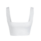 New Summer Women Square Collar Solid Color Sexy Crop Top