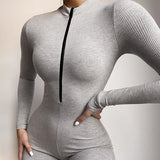 Black Gray Ribbed Bodycon Playsuit Women Jumpsuit Active Wear Sexy Club Cotton Romper Jumpsuits Biker Shorts