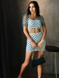 X00299S 2021 fashion women outfit new hot wave point bubble sleeve crop navel casual suit