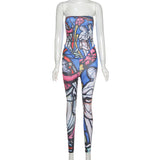 2020 Autumn women's sexy high-waisted print slim jumpsuit