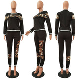 X00885M Casual stitching color suit Fashion women's two pieces set Plus size long sleeves leggings outfit in stock