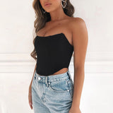 X00117C Sleeveless Off Shoulder Velvet Fashion Sexy Corset Crop Tops Vest Female Underwear Backless Bustier Top Solid