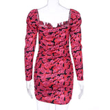 2020 long sleeve V-neck floral print sexy mini dress women Christmas party outfits streetwear