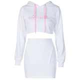 Autumn/winter 2021 new fashion alphabet embroidery hooded long sleeve upper dress and buttocks short suit in stock
