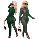 2020 Hot style sexy mesh gauze splice personalized printed jumpsuit plus size in stock