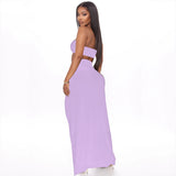 X00502M Fashion casual suit for women 2021 strapless wrap chest irregular high slit long skirt two-piece set