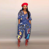 Sexy alphabet printing hot selling speaker package jumpsuit Casual loose fitting suit in stock