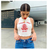 X00501C knitting Print O Neck Off Shoulder Tank Top 2019 Summer Women Casual Slim Streetwear Crop Top Female Vacation Clothes