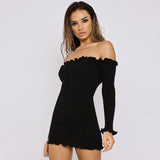 Fashion sexy dress 2020 autumn new Hot style agaric long sleeve T-shirt sexy one-shoulder woollen dress