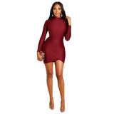 Women Casual Bandage Party Spring Dress Long Sleeve Bodycon Mini Dress Vestidos