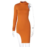 Sexy one-shouldered long sleeve dress women 2020 Autumn new slimming dress