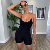 black Skinny Spaghetti Strap sleeveless Street woman Rompers 2020 club Bodycon bodysuit en jumpsuits body femme