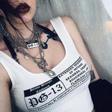 X00867C white black basic Punk print crop tops womens tank tops 2021 summer wild casual Leather camisole mujer stretch Slim tee