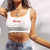 X00499S Baby label jumpsuit Crop Top Sleeveless Shirt Sexy Slim Lady Bralette Tops Strap Skinny Vest Camisole Women