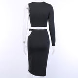 X00035D women fitness two pieces tracksuit sexy dress 2021 new fashion dress club dress