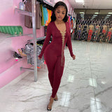 fashion tight sex appeal chain tie jumpsuit