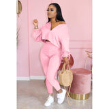 X00327L New arrival women two-piece set+Solid color temperament casual two - piece long - sleeved pantsuit