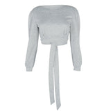 Bare-back long sleeved top with tether and legs two piece