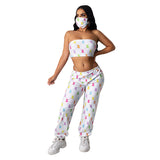 X00216L Summer and autumn fashion casual new women's wear+Printed strapless three-piece set