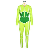 X00600L Phoenix New arrival sport women two-piece set+Trend contrast color tight two-piece tracksuit